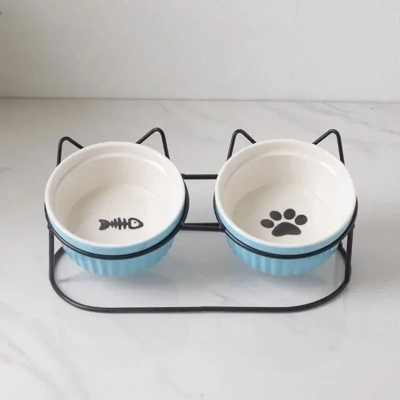 Double Metal Raised Cat Bowl with Elevated Stand – view 5