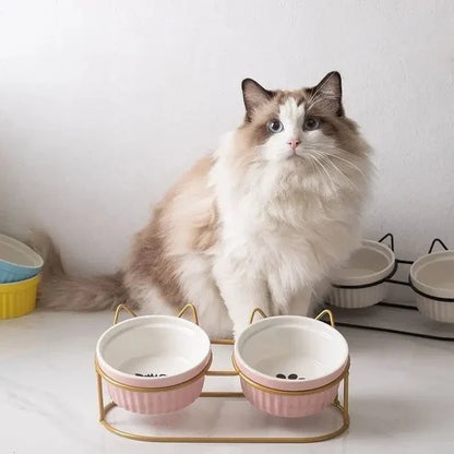Double Metal Raised Cat Bowl with Elevated Stand – view 2