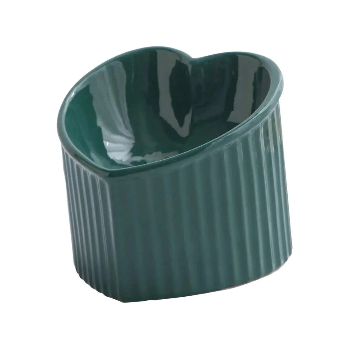 Ceramic Heart Shaped Elevated Cat Bowl with Tilt – view 7