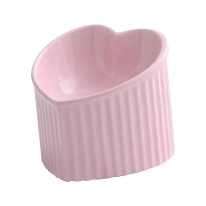 Ceramic Heart Shaped Elevated Cat Bowl with Tilt – view 10