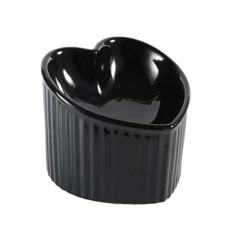 Ceramic Heart Shaped Elevated Cat Bowl with Tilt – view 9