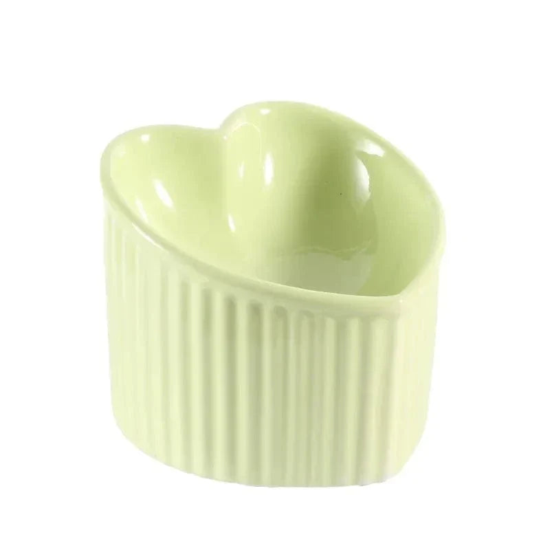 Ceramic Heart Shaped Elevated Cat Bowl with Tilt – view 11