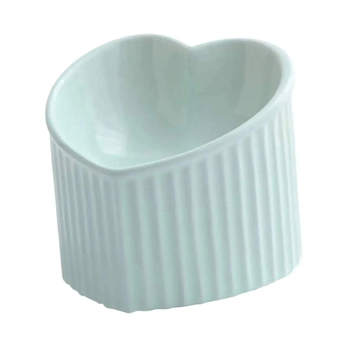 Ceramic Heart Shaped Elevated Cat Bowl with Tilt – view 8