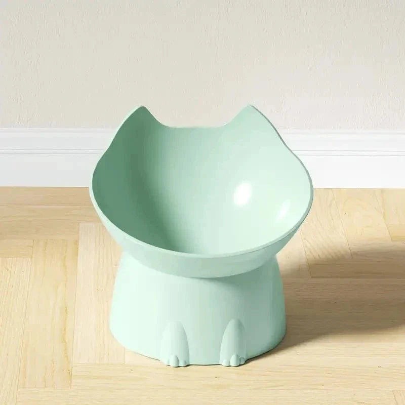 Cute Cat Head Design Tilted Elevated Cat Bowl – view 5