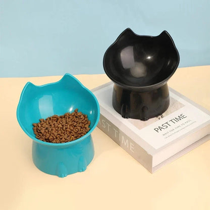 Cute Cat Head Design Tilted Elevated Cat Bowl – view 9