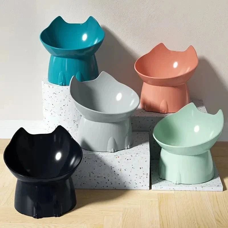 Cute Cat Head Design Tilted Elevated Cat Bowl – view 8