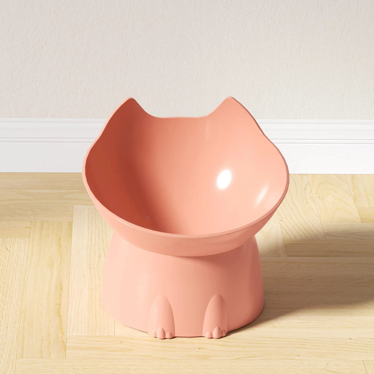 Cute Cat Head Design Tilted Elevated Cat Bowl – view 3