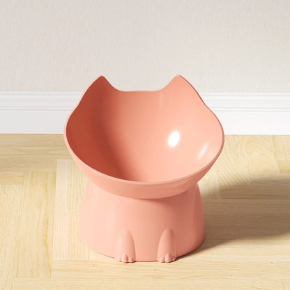 Cute Cat Head Design Tilted Elevated Cat Bowl – view 3