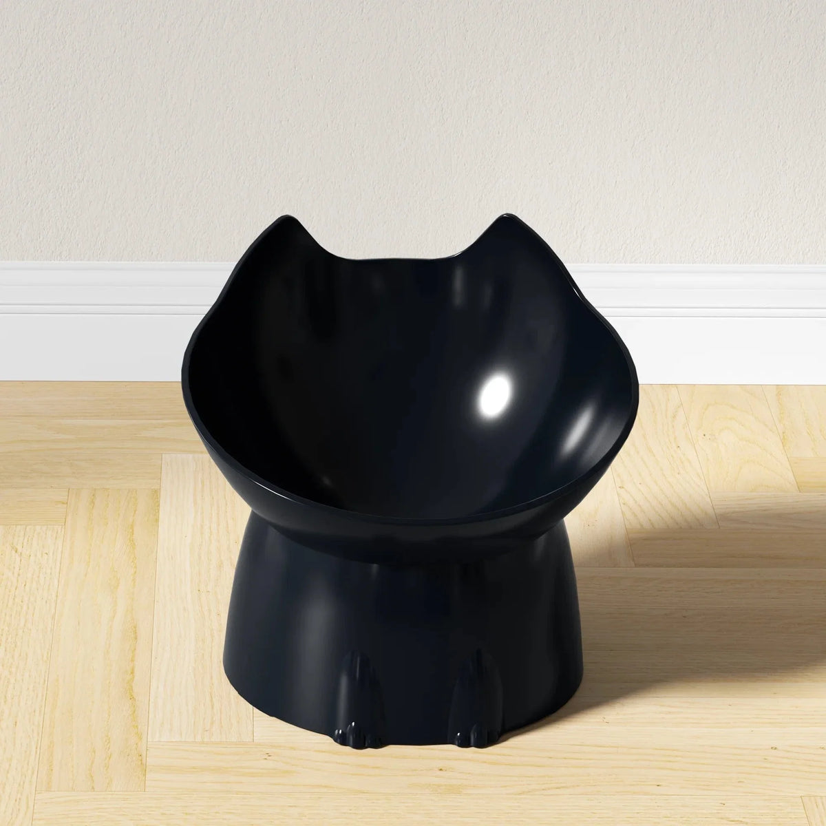 Cute Cat Head Design Tilted Elevated Cat Bowl – view 2
