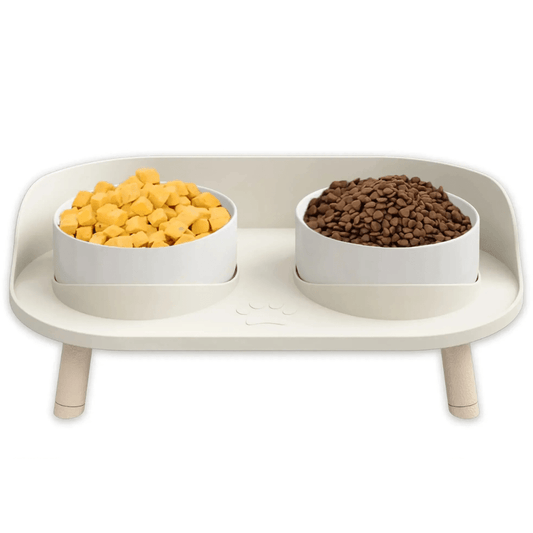 Ceramic Double Adjustable Elevated Dog Bowl