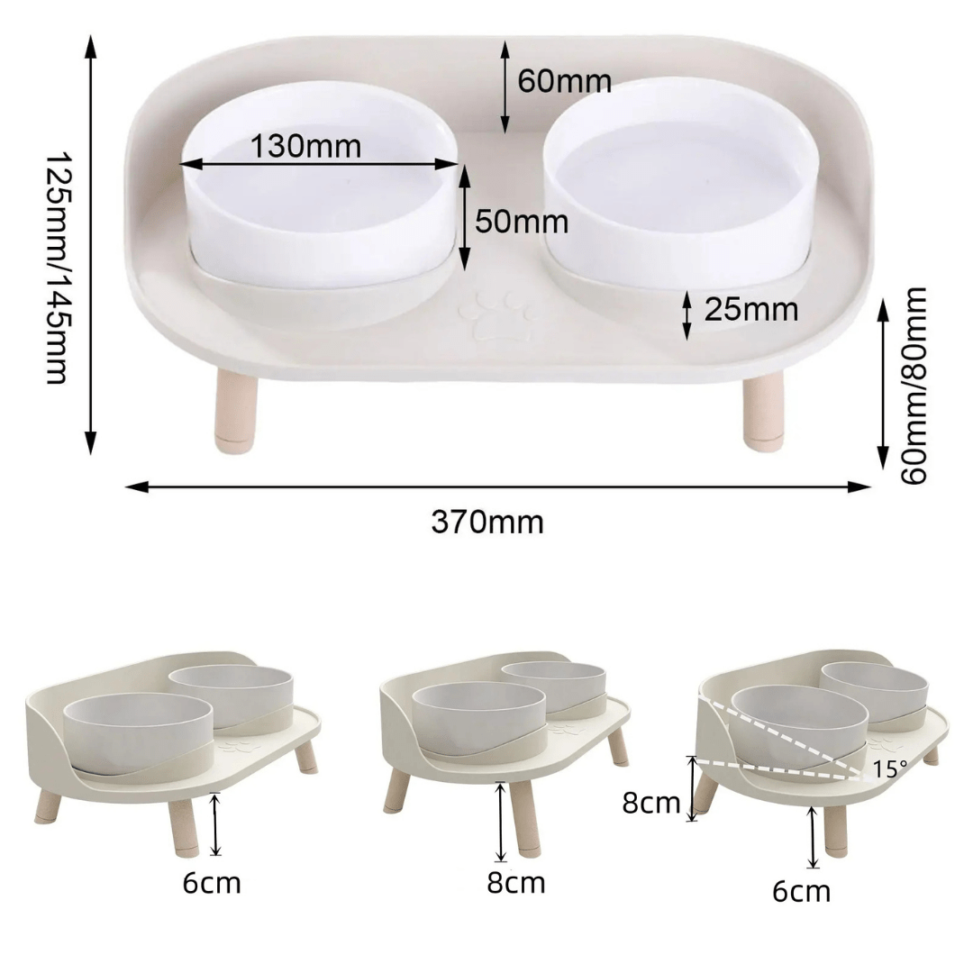 Ceramic Double Adjustable Elevated Dog Bowl – view 2