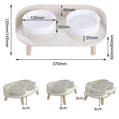 Ceramic Double Adjustable Elevated Dog Bowl – view 2
