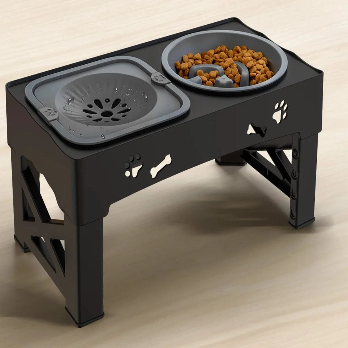 Foldable Comfortable Elevated Dog Bowl with 5 Heights – view 3