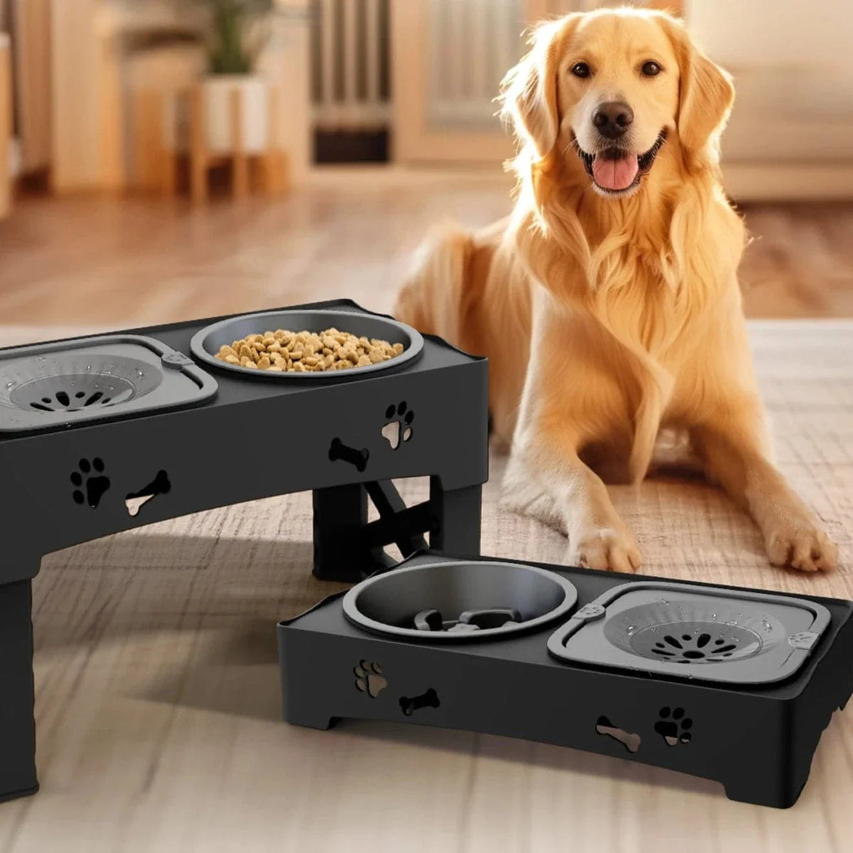 Foldable Comfortable Elevated Dog Bowl with 5 Heights – view 5