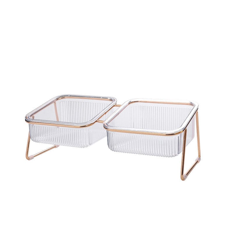 Gold Iron Non Slip Raised Cat Bowl with 15° Tilt