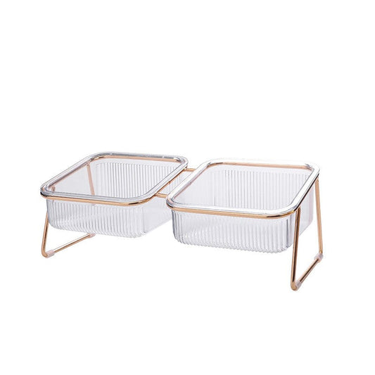 Gold Iron Non Slip Raised Cat Bowl with 15° Tilt