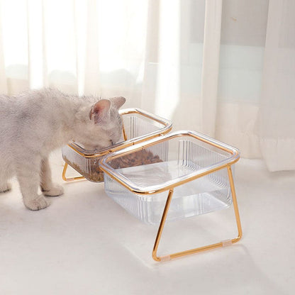 Gold Iron Non Slip Raised Cat Bowl with 15° Tilt – view 3