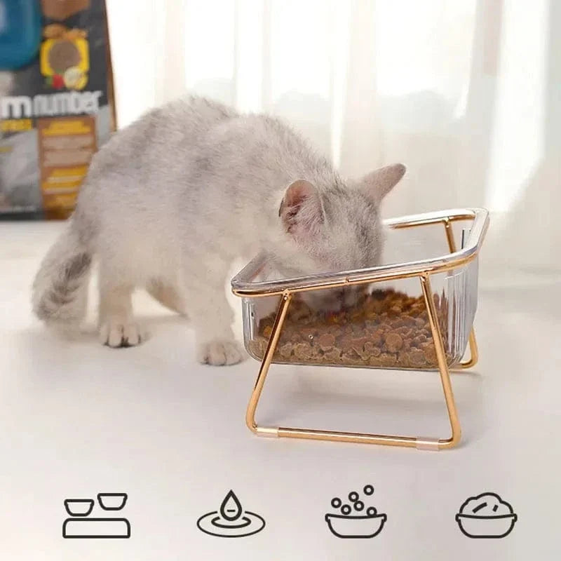 Gold Iron Non Slip Raised Cat Bowl with 15° Tilt – view 9