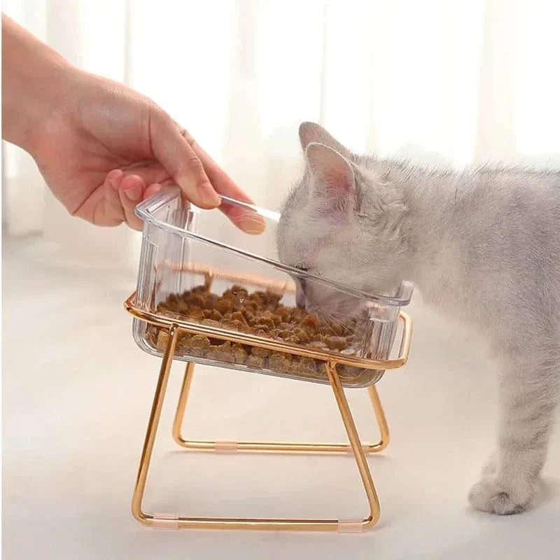 Gold Iron Non Slip Raised Cat Bowl with 15° Tilt – view 8