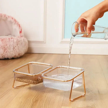 Gold Iron Non Slip Raised Cat Bowl with 15° Tilt – view 6