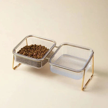 Gold Iron Non Slip Raised Cat Bowl with 15° Tilt – view 2