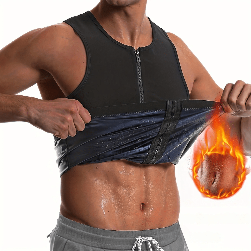 Zip-Up Thermal Compression Sauna Vest for Men