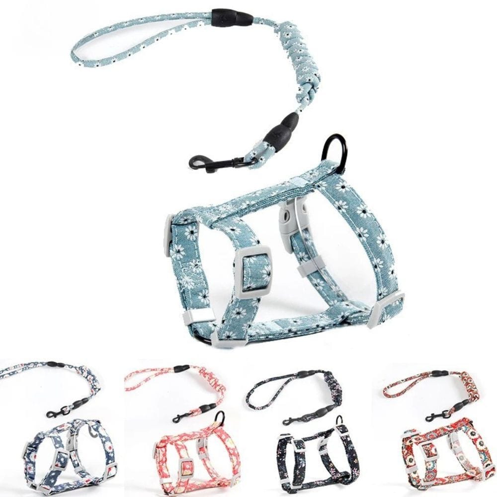 Floral Orthopedic Cat Harness with Leash – view 2