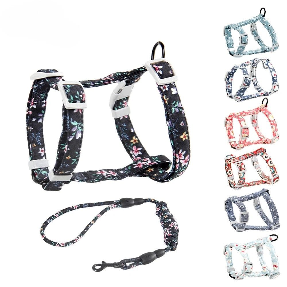 Floral Orthopedic Cat Harness with Leash – view 10
