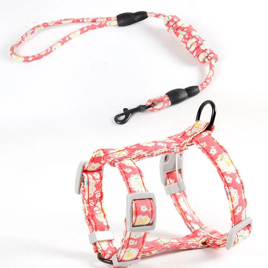 Floral Orthopedic Cat Harness with Leash