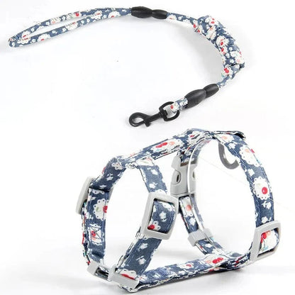 Floral Orthopedic Cat Harness with Leash – view 17
