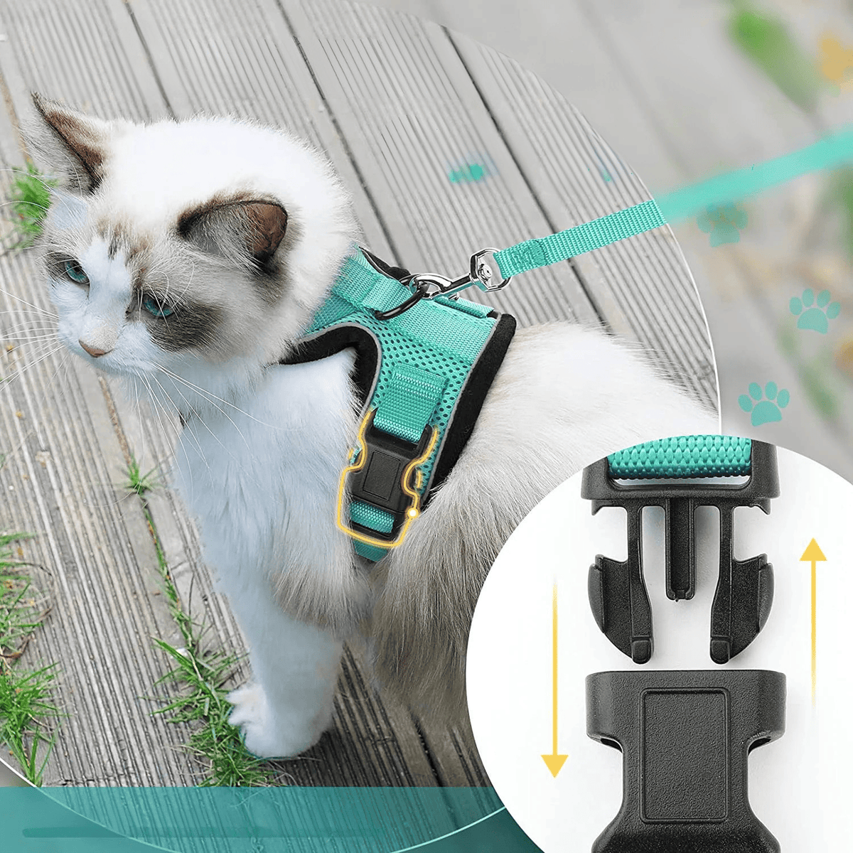 Breathable Orthopedic Cat Harness with Leash – view 3