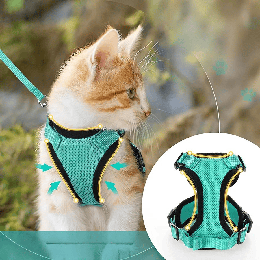 Breathable Orthopedic Cat Harness with Leash – view 2