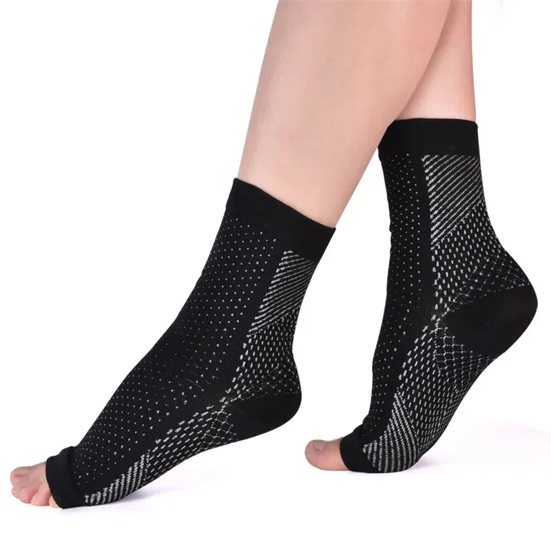 Two-Pair Set of Arch and Ankle Compression Socks for Women