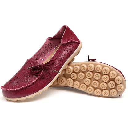 Wine Red Flexible Orthopedic Loafers for Women – view 2
