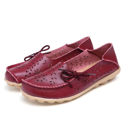 Wine Red Flexible Orthopedic Loafers for Women