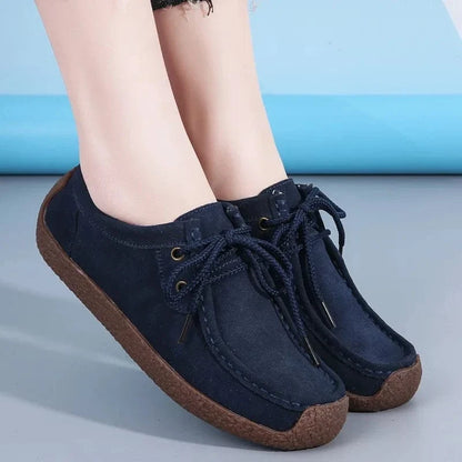 Retro Suede-Look Lace Up Orthopedic Loafers for Women – view 4