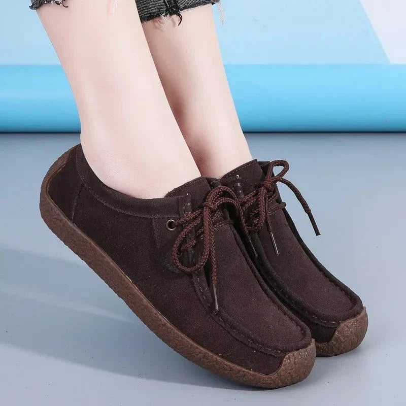 Retro Suede-Look Lace Up Orthopedic Loafers for Women – view 3