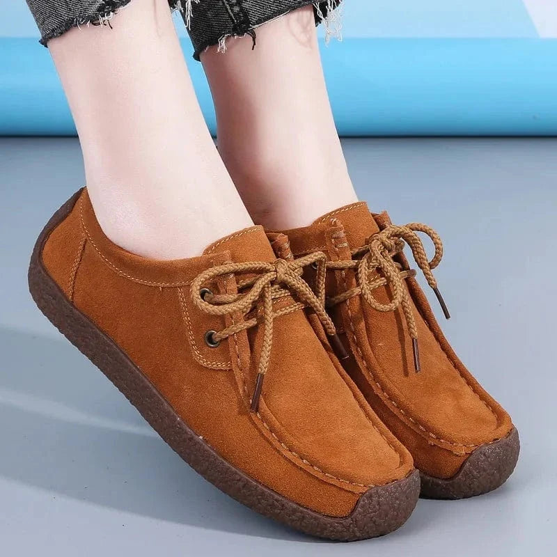 Retro Suede-Look Lace Up Orthopedic Loafers for Women – view 2