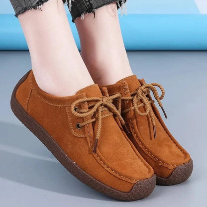Retro Suede-Look Lace Up Orthopedic Loafers for Women – view 2