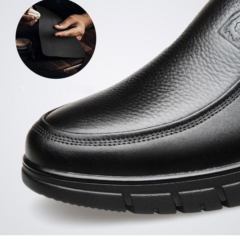 Black Leather Moccasins with Arch Support for Men – view 3