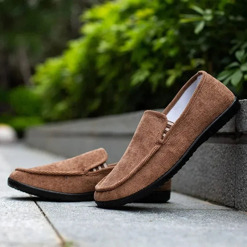 Brown Fabric Non Slip Breathable Orthopedic Loafers for Men – view 4