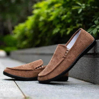 Brown Fabric Non Slip Breathable Orthopedic Loafers for Men – view 4