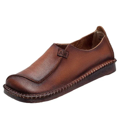 Square-Toe Leather Orthopedic Loafers with Arch Support