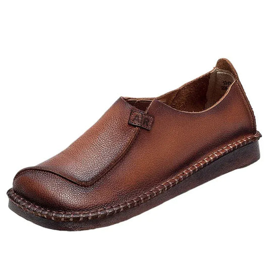 Square-Toe Leather Orthopedic Loafers with Arch Support