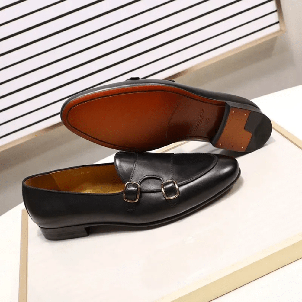Double Buckle Orthopedic Leather Loafers for Men – view 3