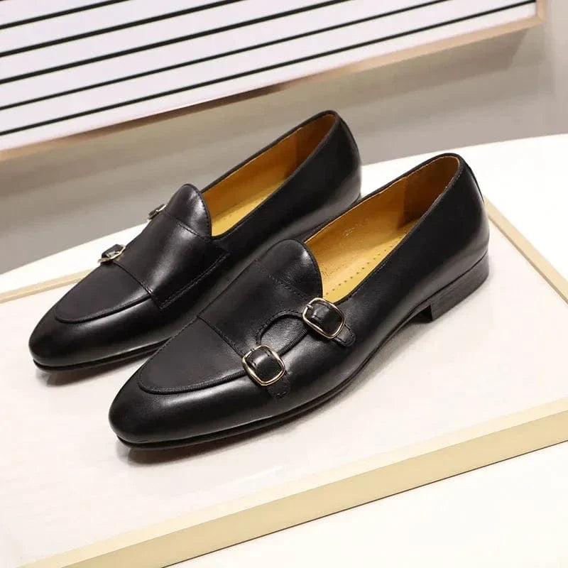 Double Buckle Orthopedic Leather Loafers for Men – view 2
