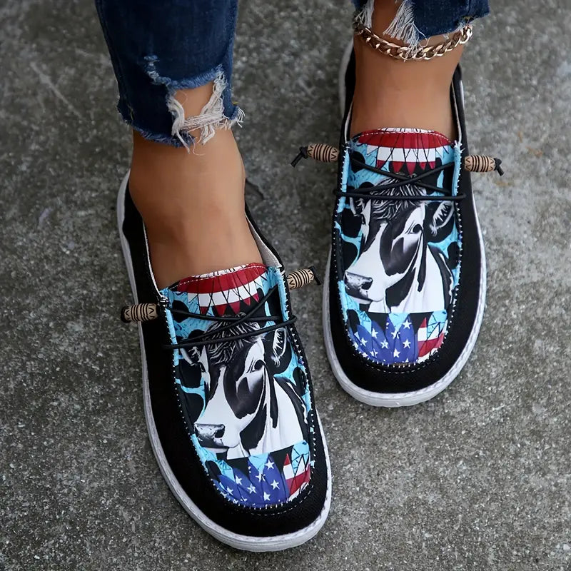 Breathable Orthopedic Loafers with Laces and Graphic Print – view 8