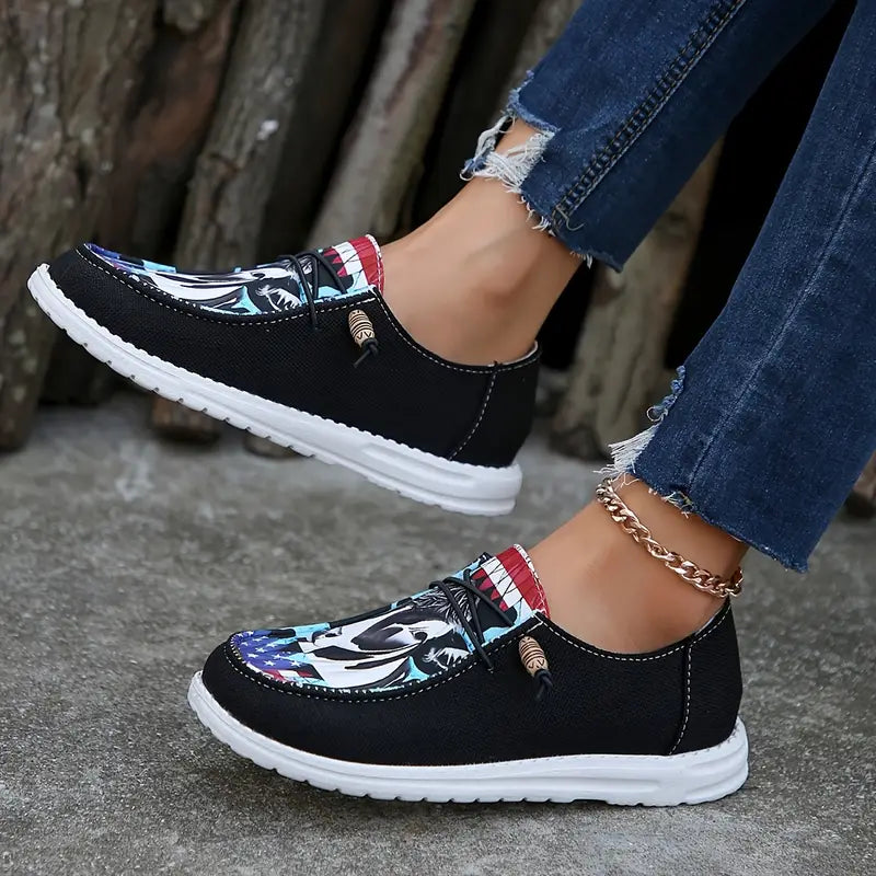 Breathable Orthopedic Loafers with Laces and Graphic Print – view 7