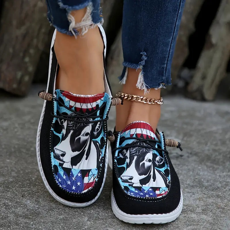 Breathable Orthopedic Loafers with Laces and Graphic Print – view 5