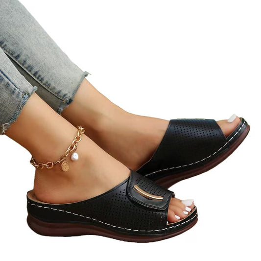 Perforated Wedge Arch Support Sandals for Women